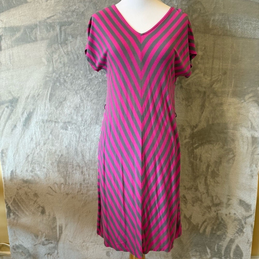 Merona Striped Sheath Midi Dress V-Neck Short Sleeve Wmn’s XS